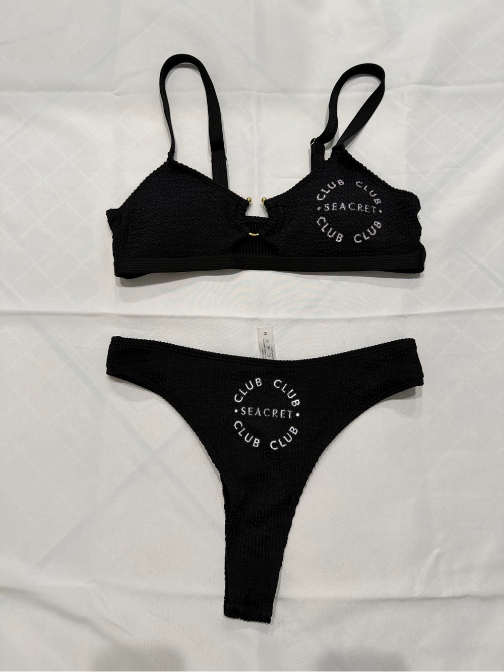 Black Textured Bikini Set size M
